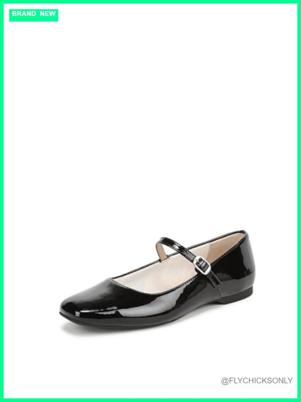 Mary Jane Flats Square Toe Buckle Strap Patent PU Comfort Walking Shoes